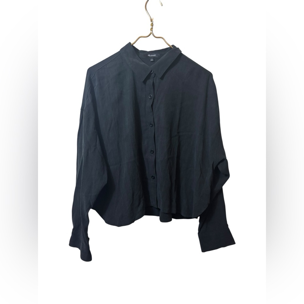 MADEWELL | black button up shirt blouse lyocell blend large